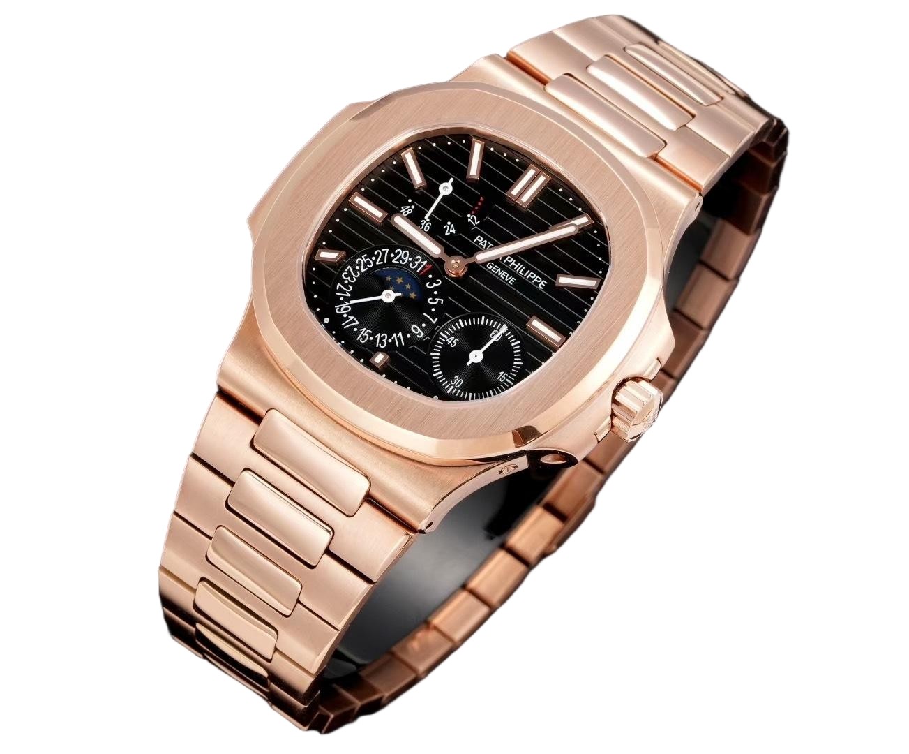 5712 Super Clone Watch in Full Rose Gold with Black Dial