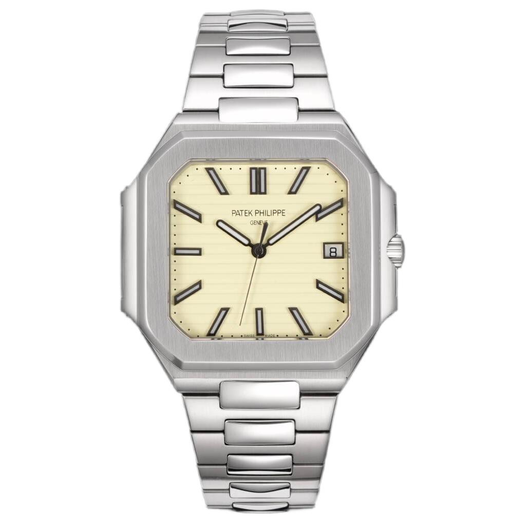 Square Nautilus-inspired 5821 Cream Sunburst Full Steel Super Clone