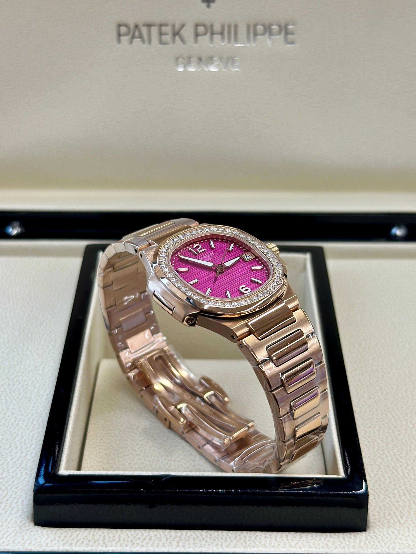Calatrava 7010 1R 013 Super Clone Rose Gold Purple Dial Ladies Watch