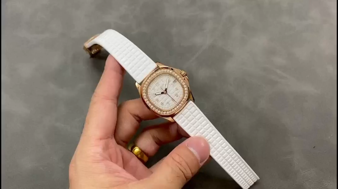 5068R‑010 Super Clone 36MM Gold‑Tone White Dial White Rubber Strap Ladies Watch