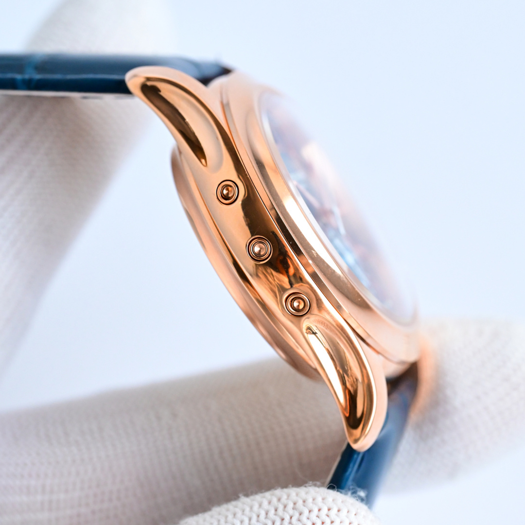 42mm Rose Gold Blue Sunburst Dial Perpetual Multi-Function Watch