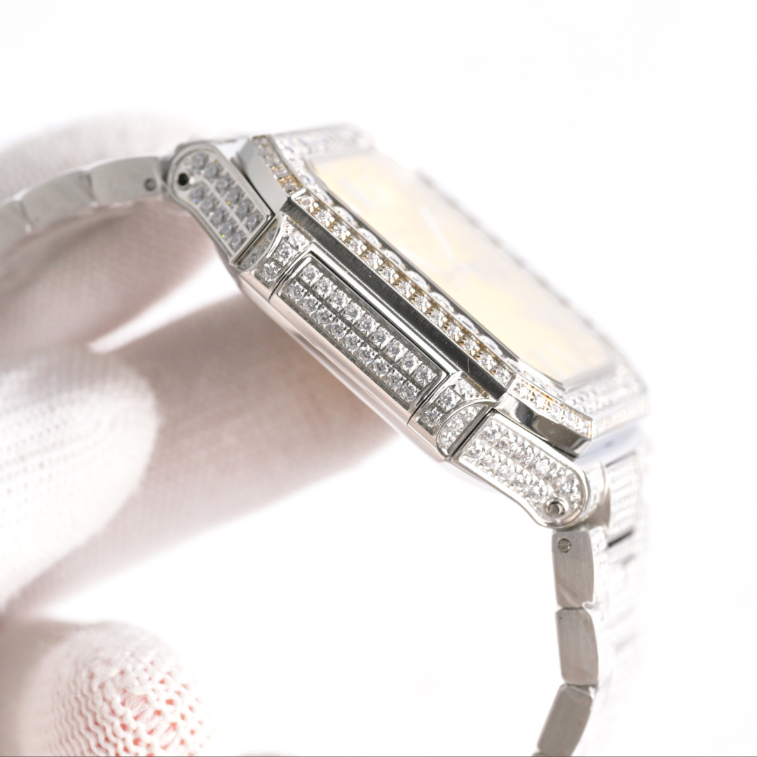 Square Nautilus-inspired 5821 Yellow Sunburst Full Pavé Diamond Super Clone