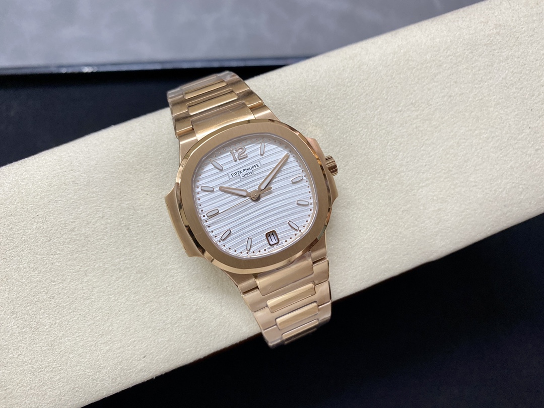 Nautilus 7118 1R 001 Super Clone Rose Gold Silver Dial Ladies Watch