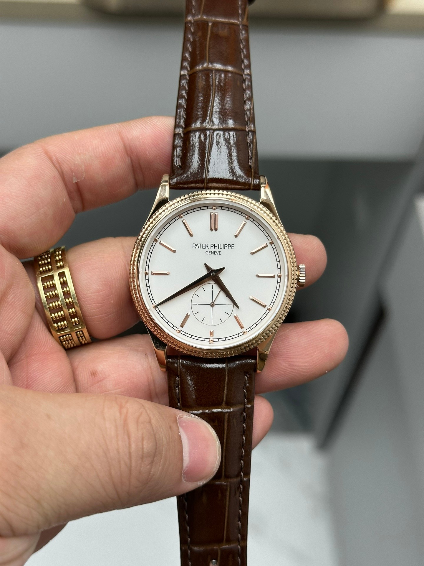 Calatrava 6119R 001 Super Clone White Gold White Dial Unisex Watch