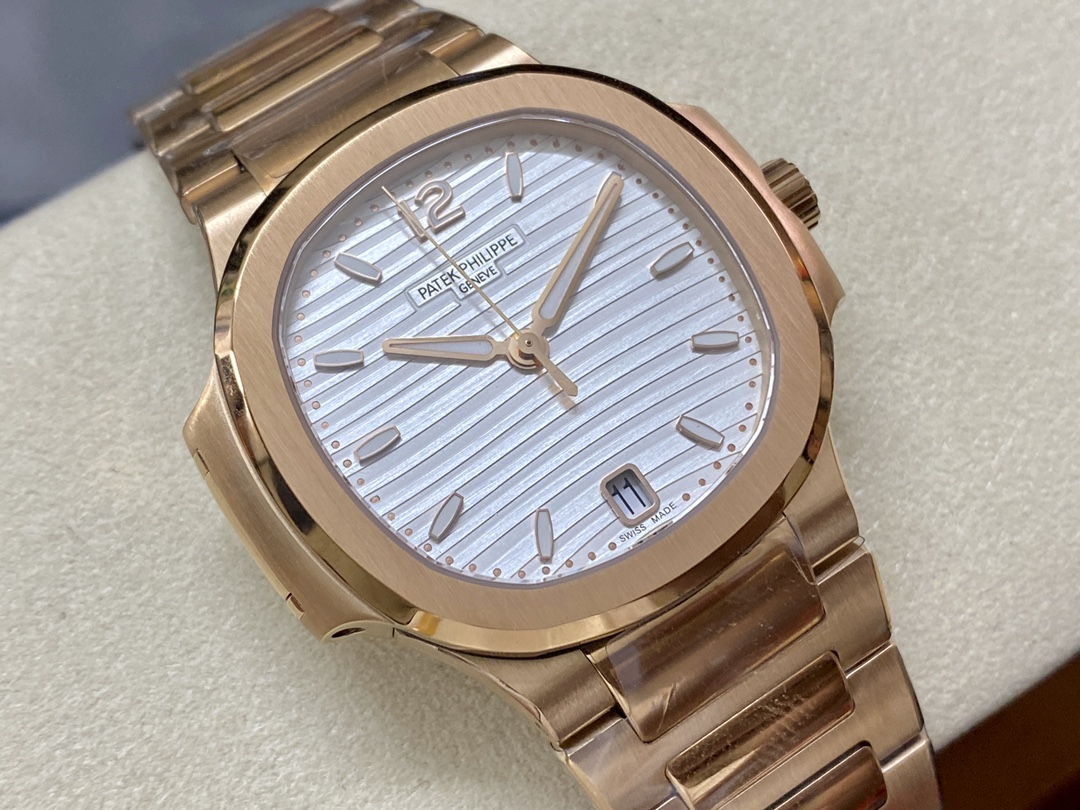 Nautilus 7118 1R 001 Super Clone Rose Gold Silver Dial Ladies Watch