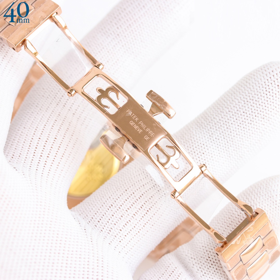Square Nautilus-inspired 7128 White Sunburst Rose Gold Super Clone