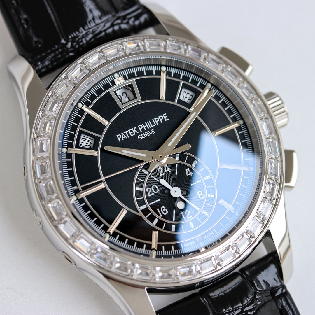 5960/1G-001 Black Dial Super Clone | White Gold Diamond Bezel