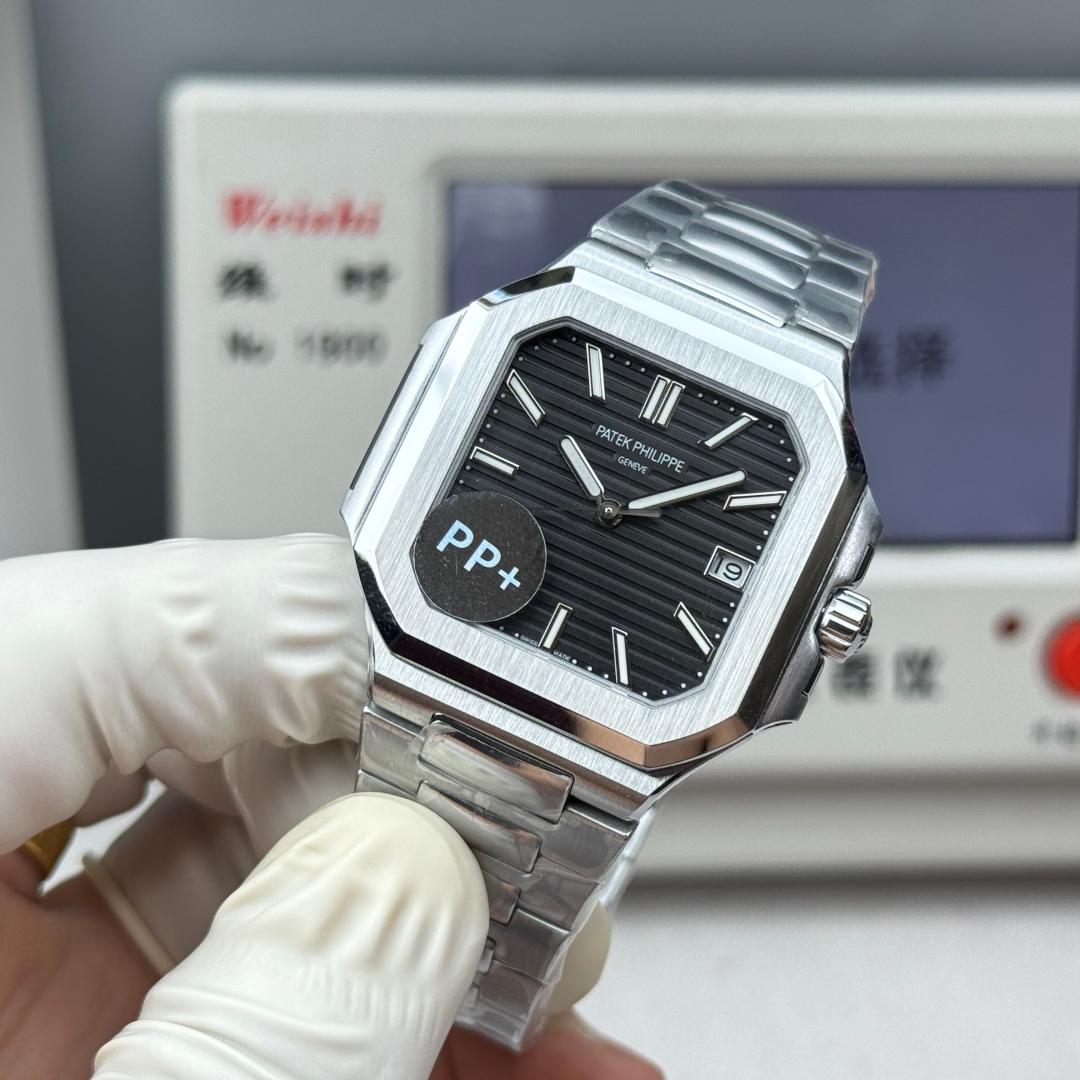 Square Nautilus-inspired 5821 Black Sunburst Full Steel Super Clone
