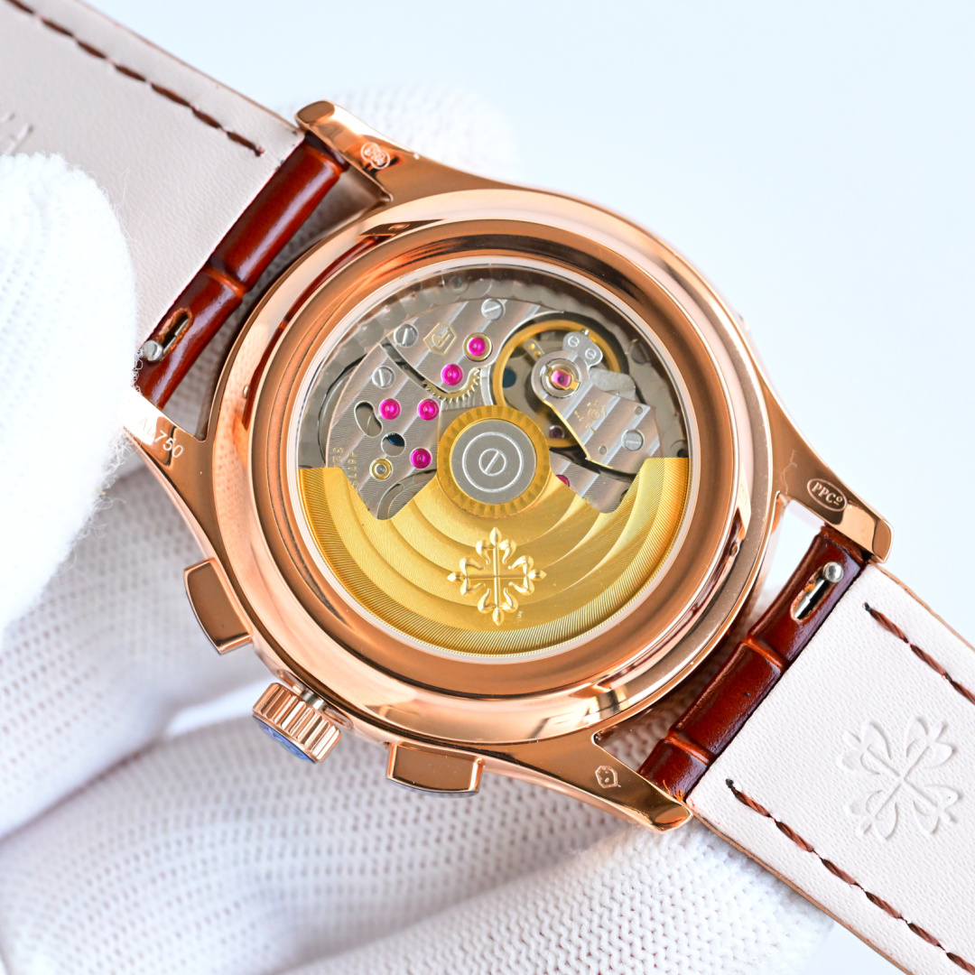 Rose Gold Flyback Chronograph Watch with Sunburst Brown Dial – Luxury Time Management