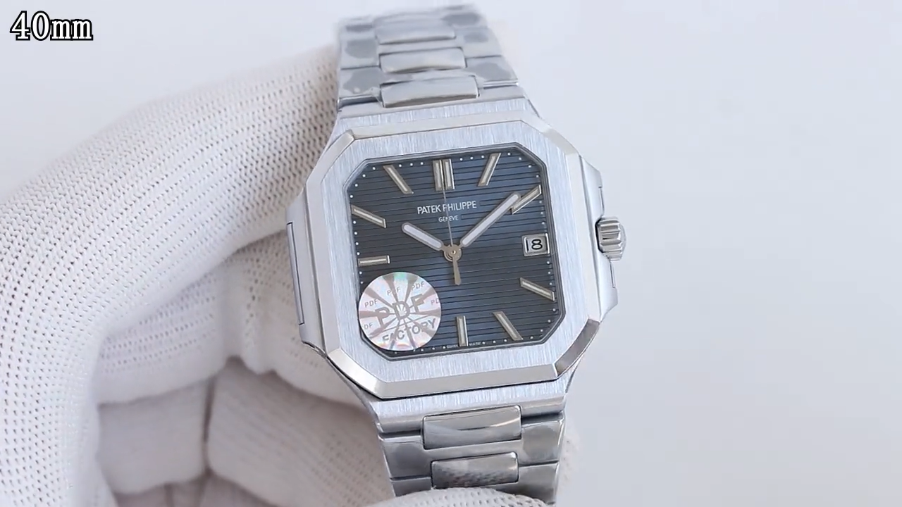 Square Nautilus-inspired 5821 Navy Blue Sunburst Full Steel Super Clone
