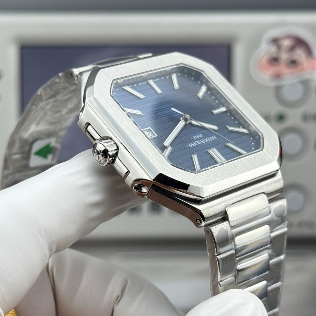 Square Nautilus-inspired 5821 Blue Sunburst Full Steel Super Clone