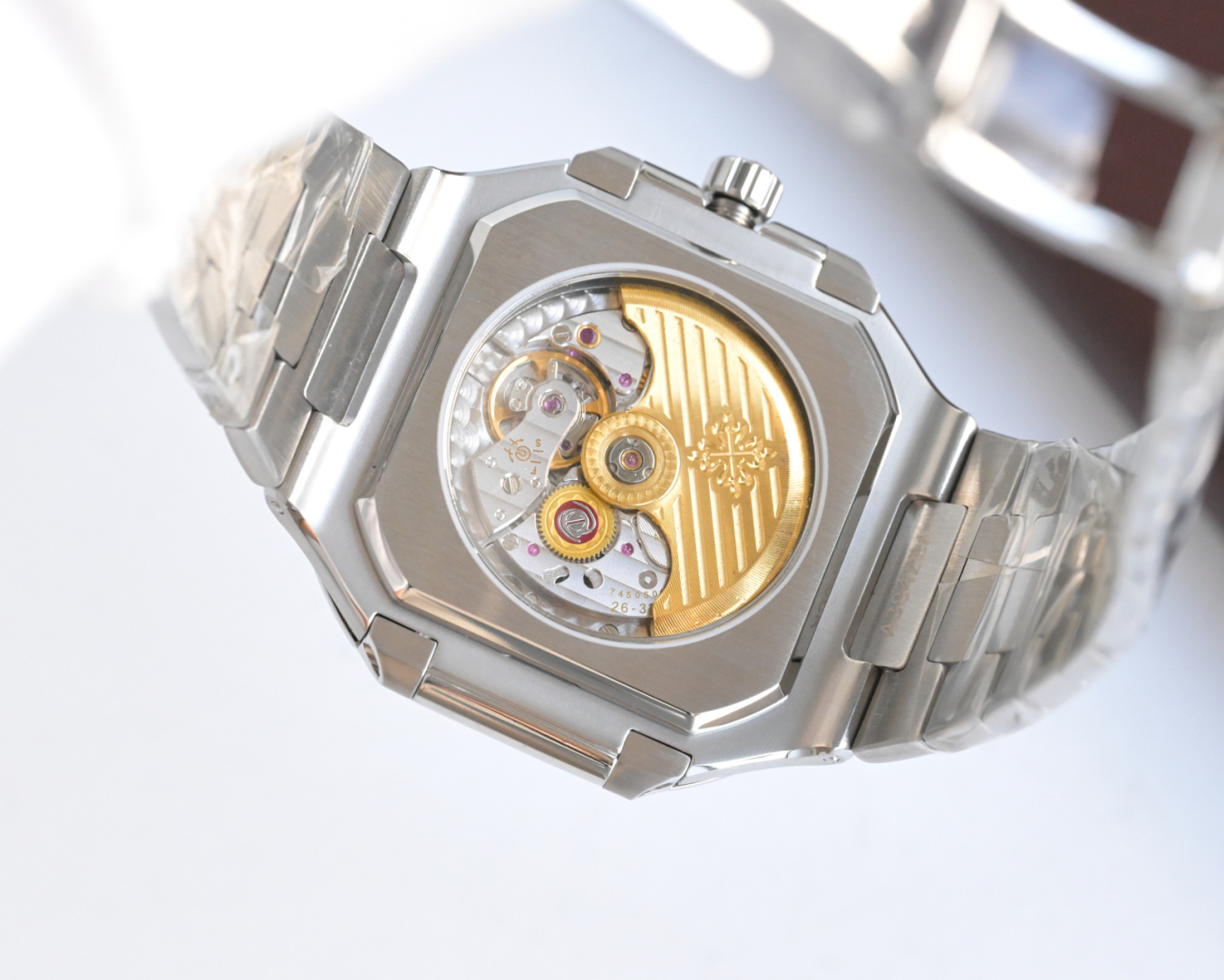 Square Nautilus-inspired 7128 Blue-Gray Sunburst Steel Super Clone