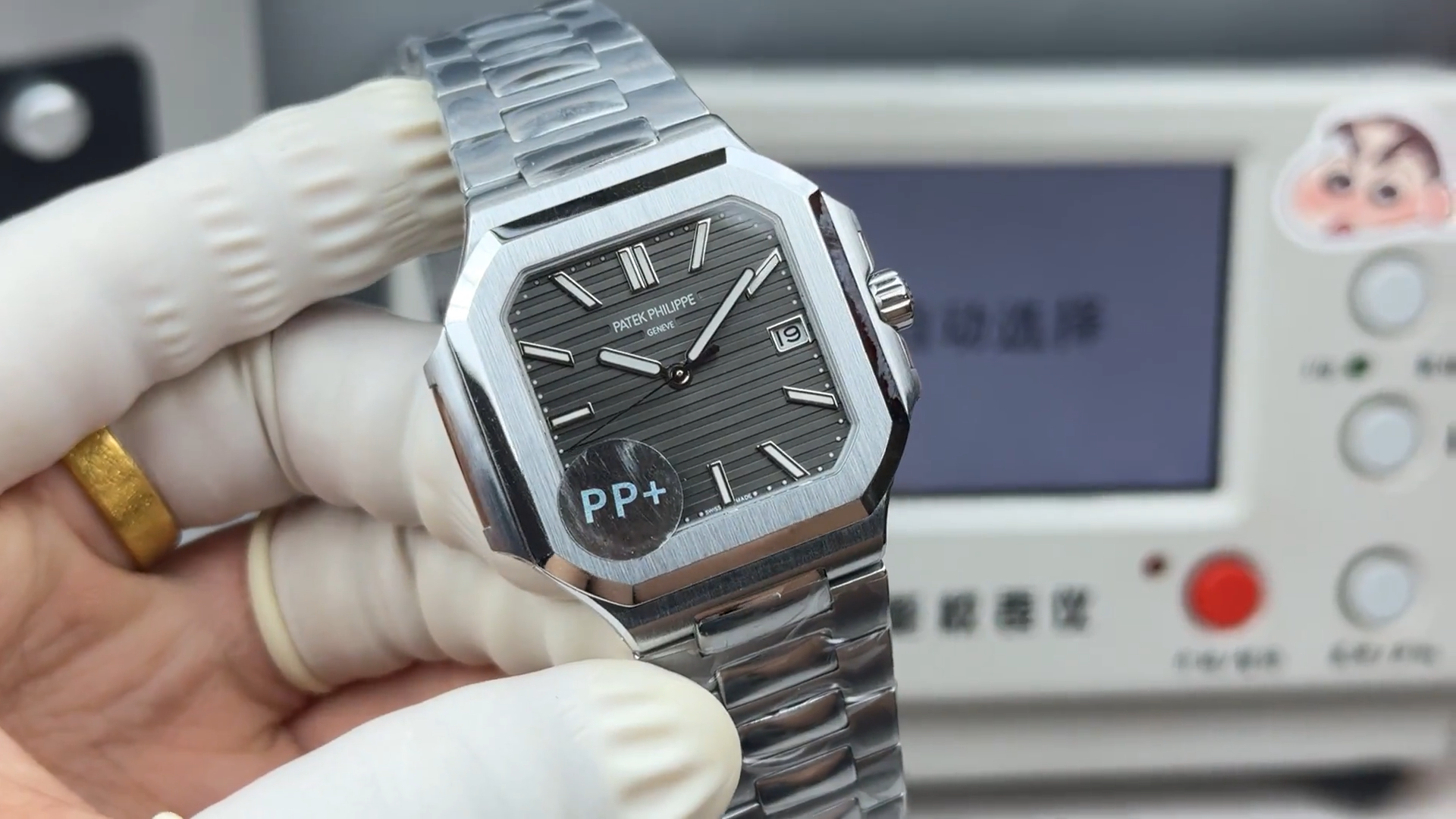 Square Nautilus-inspired 5821 Dark Gray Sunburst Full Steel Super Clone