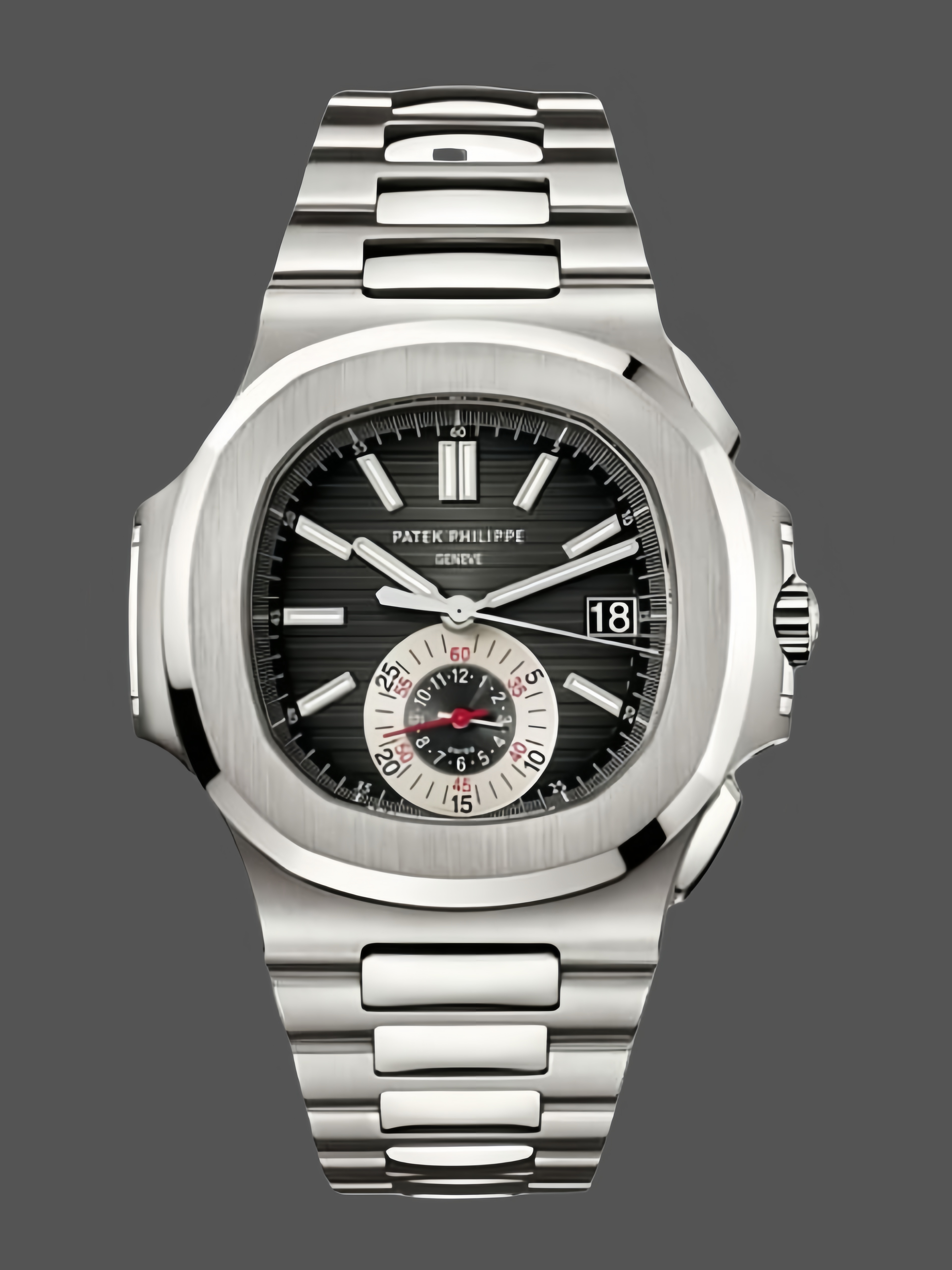 5980 1A 014 Super Clone Silver Black Dial Mens Sports Watch