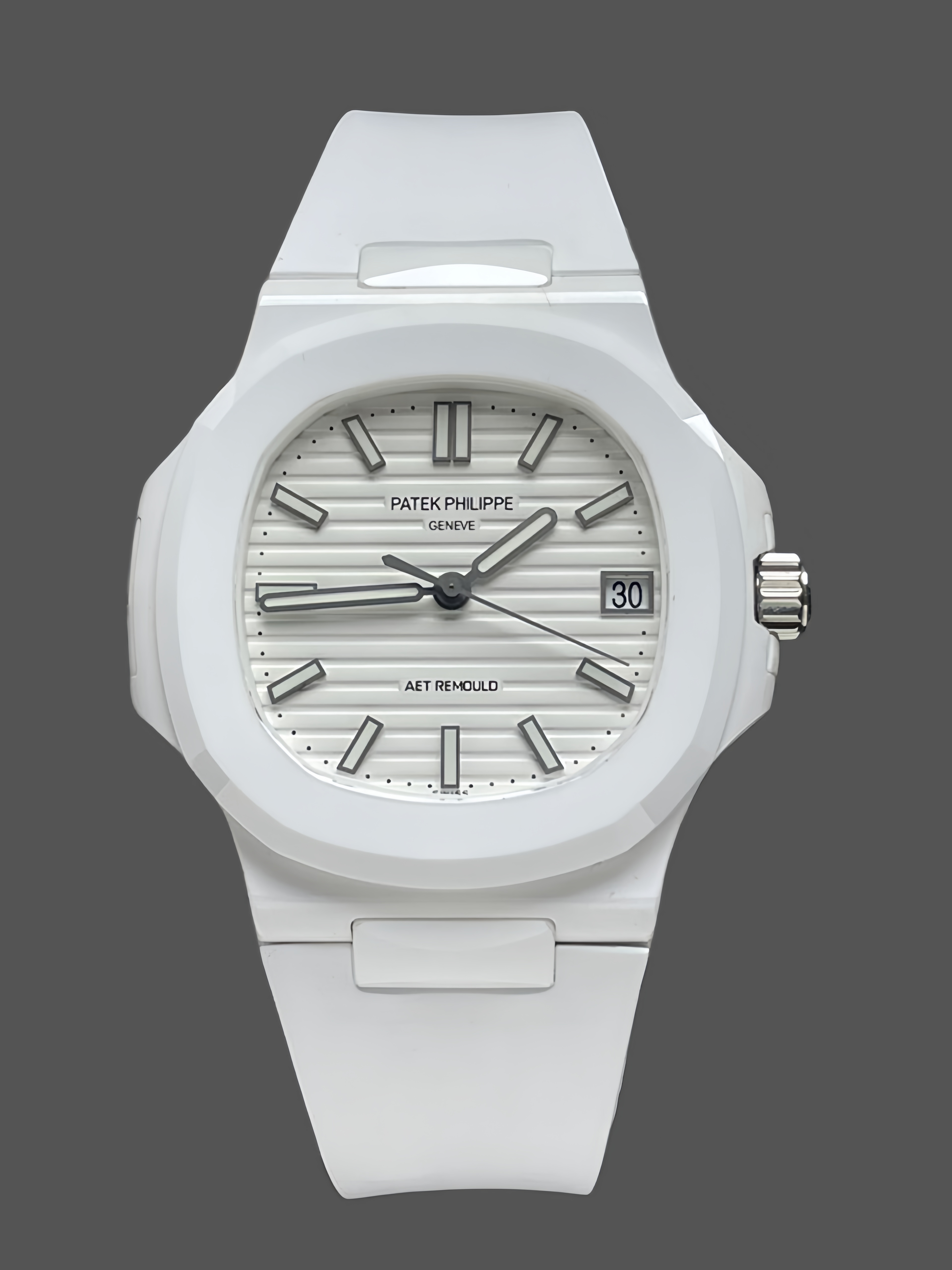 Nautilus 5711 Super Clone – 40MM White Fiber White Dial Unisex Rubber Strap Watch