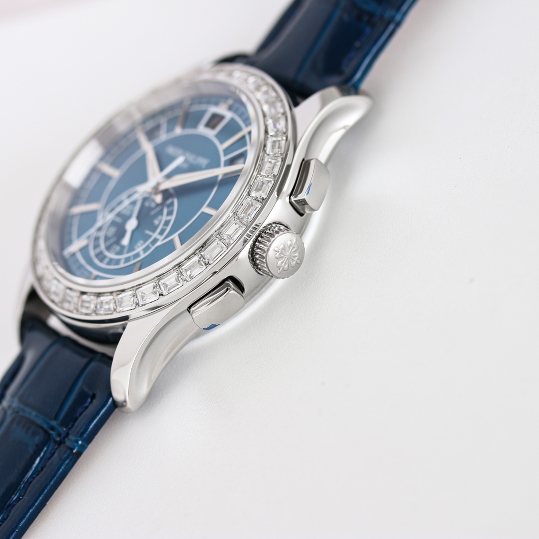 5960/1G-001 Super Clone | White Gold Diamond Bezel Blue Dial