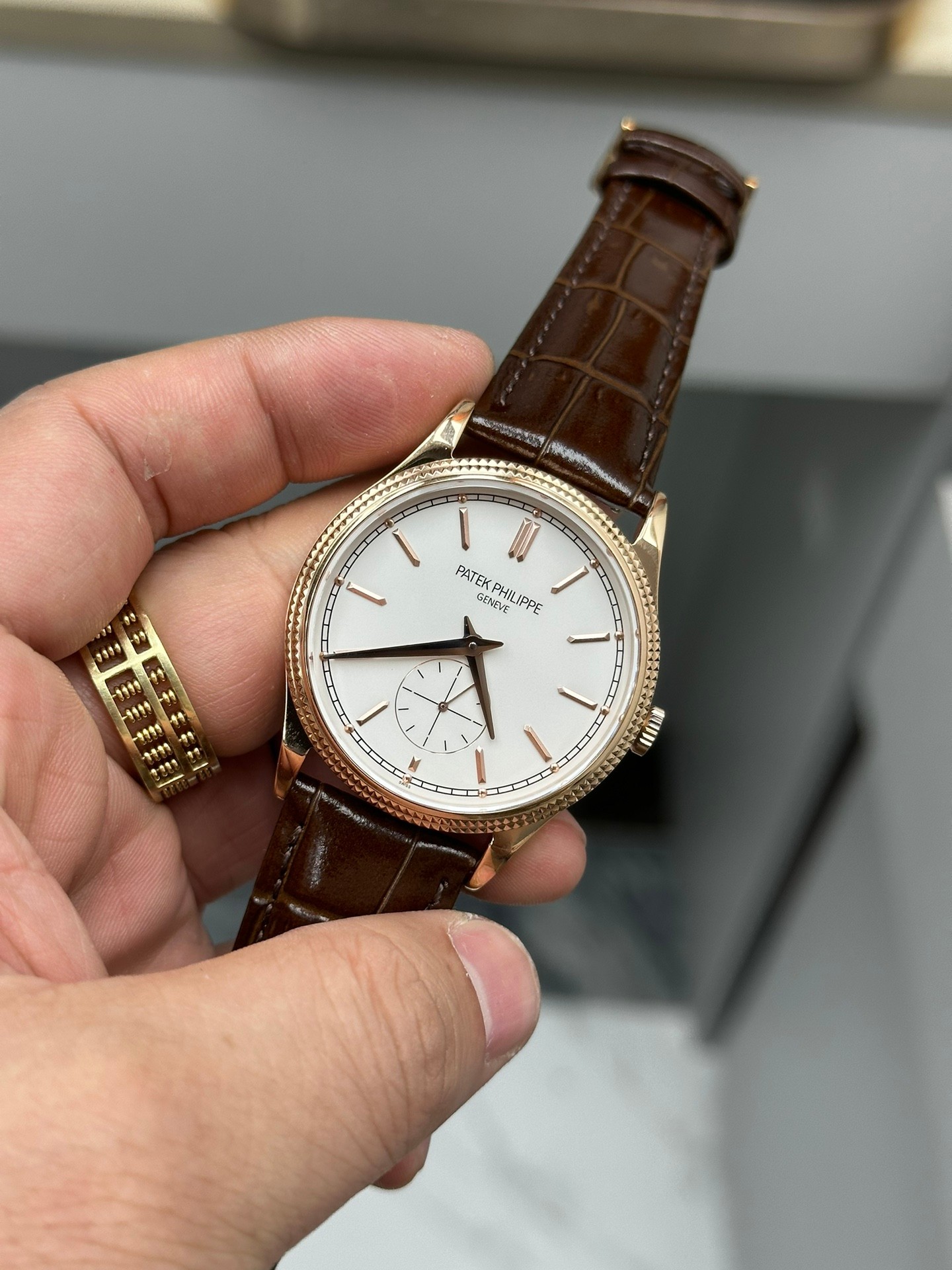 Calatrava 6119R 001 Super Clone White Gold White Dial Unisex Watch
