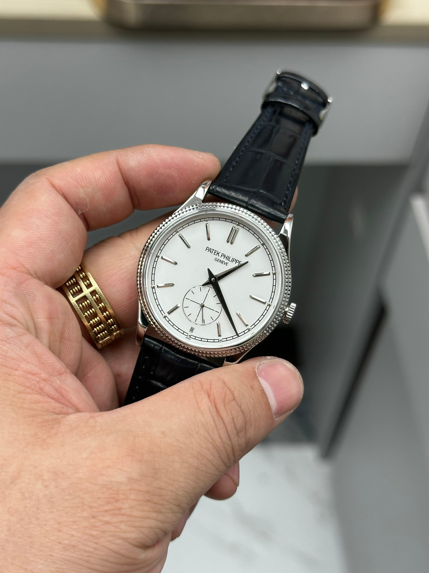 Calatrava 6119G 001 Super Clone White Gold Black Dial Unisex Watch