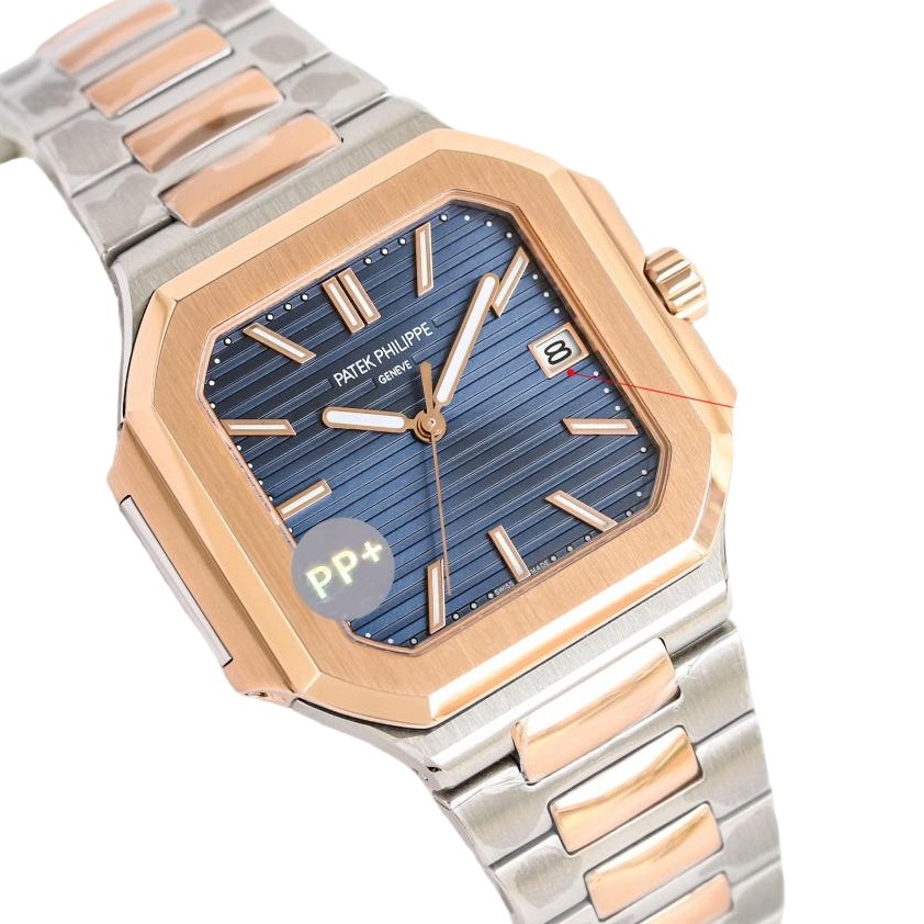 Square Nautilus-inspired 7128 Navy Sunburst Two-Tone Super Clone