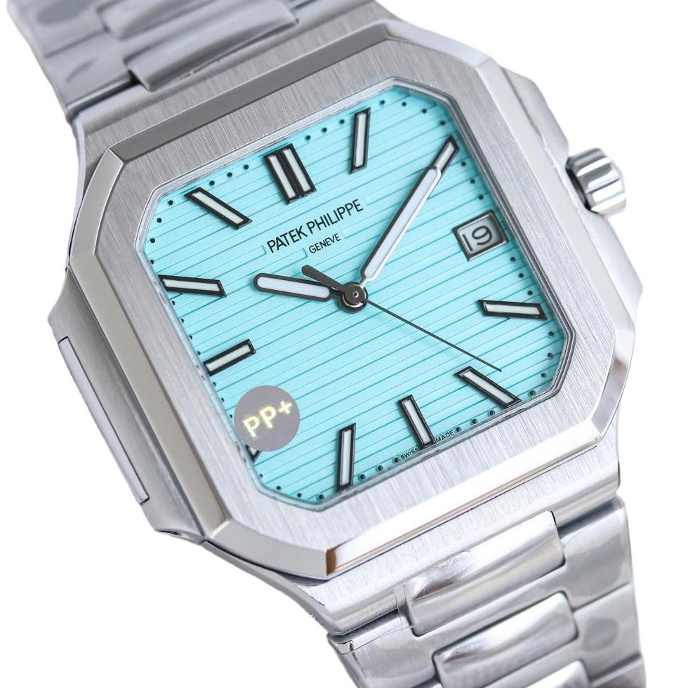 Square Nautilus-inspired 7128 Azure Sunburst Steel Super Clone