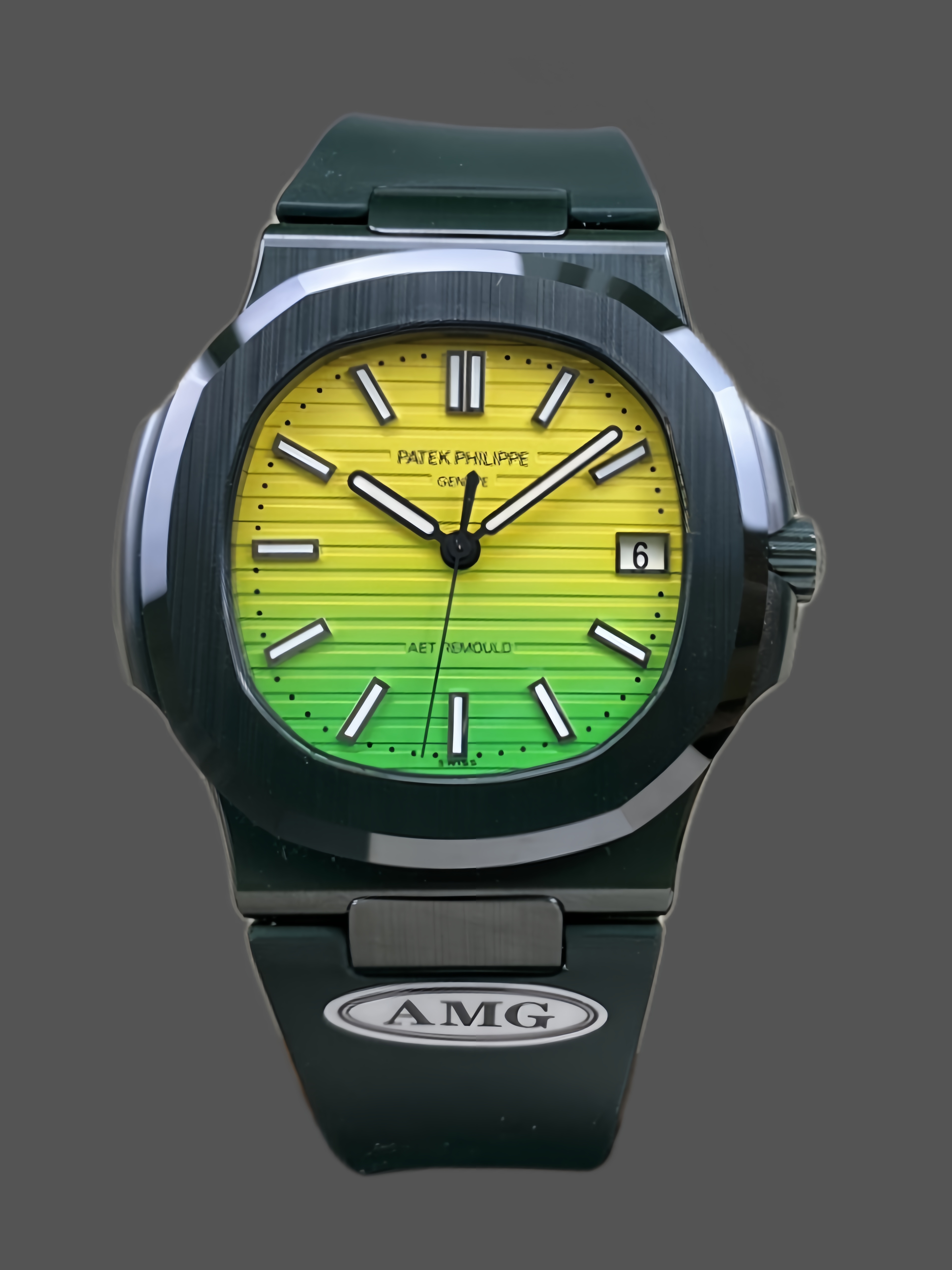 Nautilus 5711 40 Super Clone Fiber Case Yellow‑Green Index Dial Unisex Watch