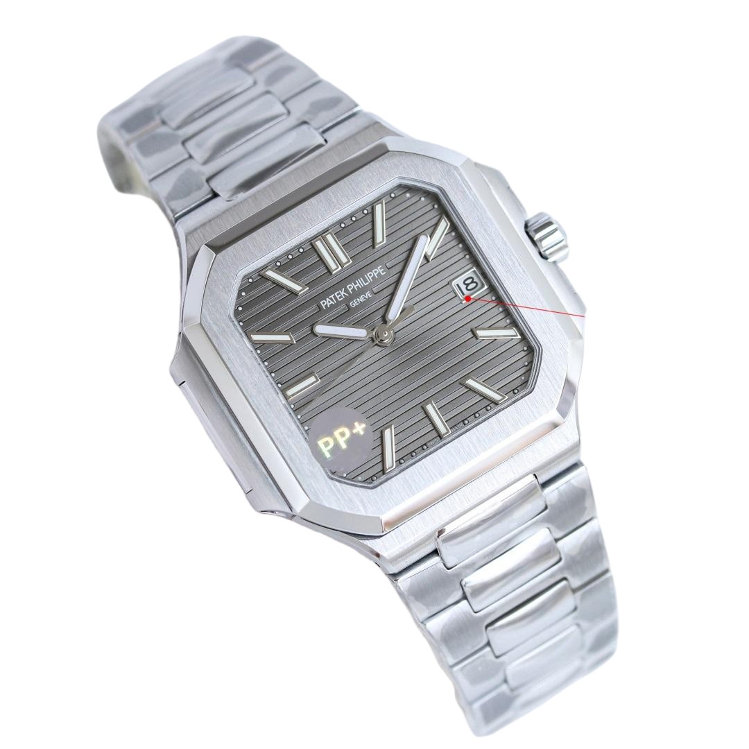 Square Nautilus-inspired 7128 Dark Gray Sunburst Steel Super Clone
