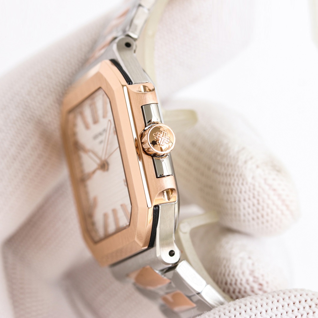 Square Nautilus-inspired 7128 White Sunburst Two-Tone Super Clone