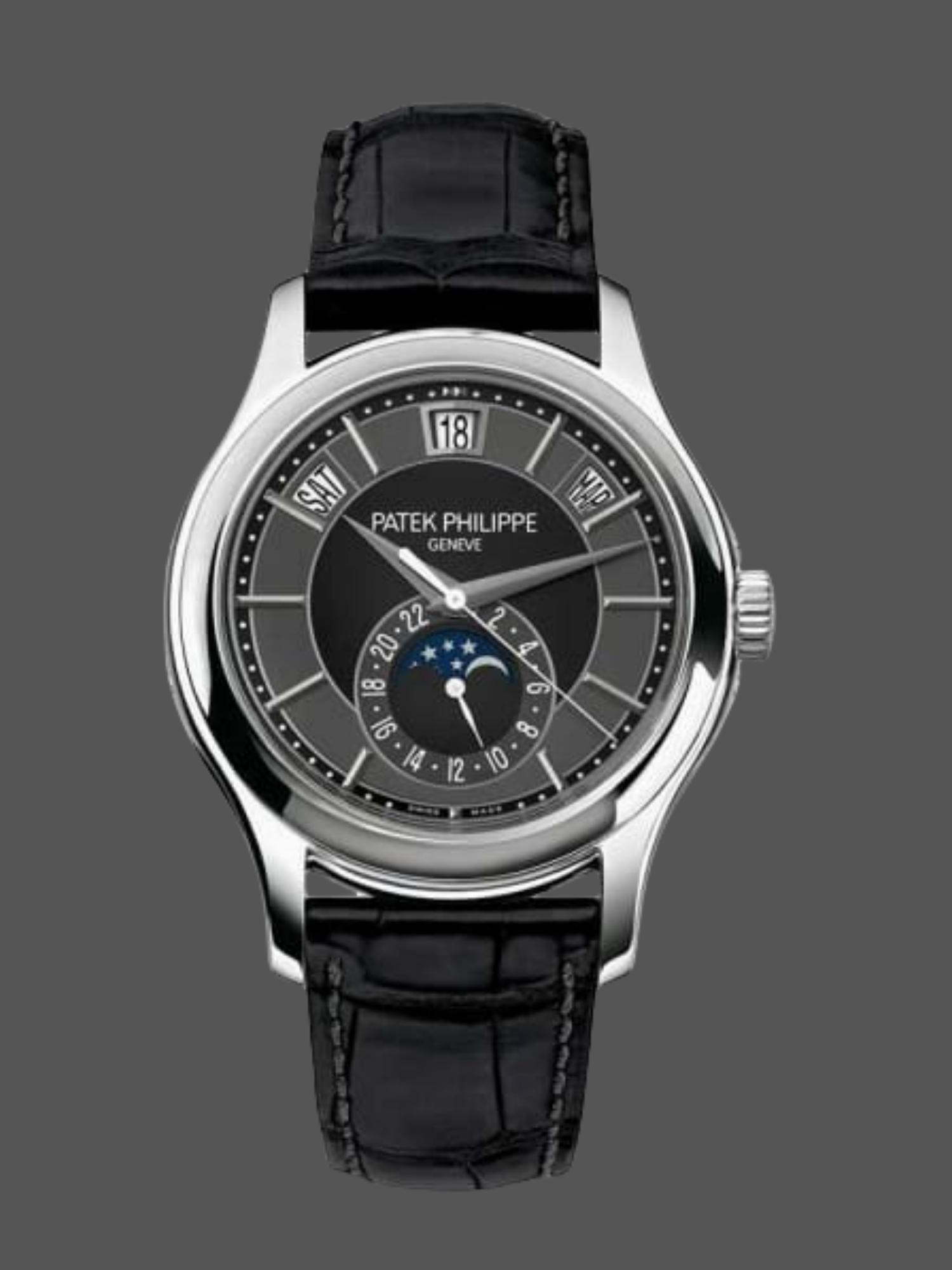 40mm Grey Dial White Gold Complications Understated Timepiece for Men