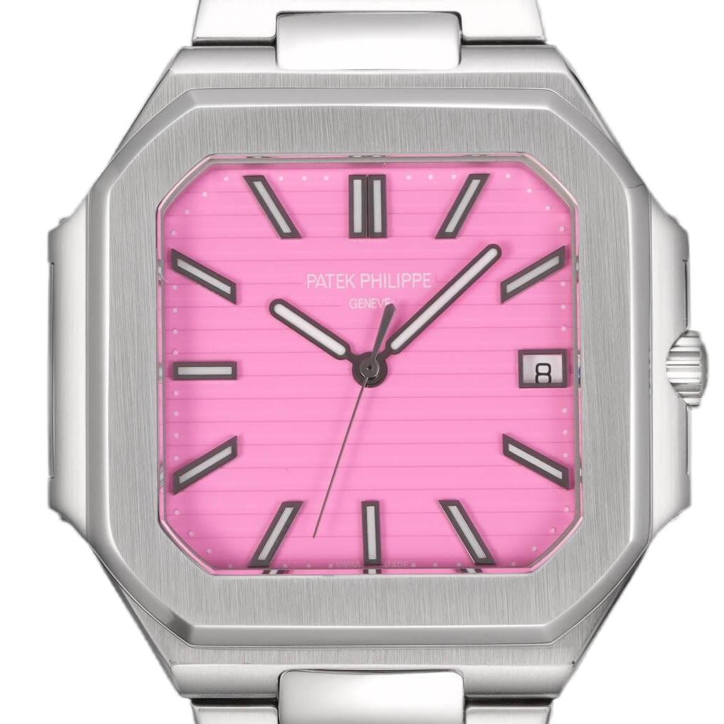 Square Nautilus-inspired 5821 Pink Sunburst Full Steel Super Clone
