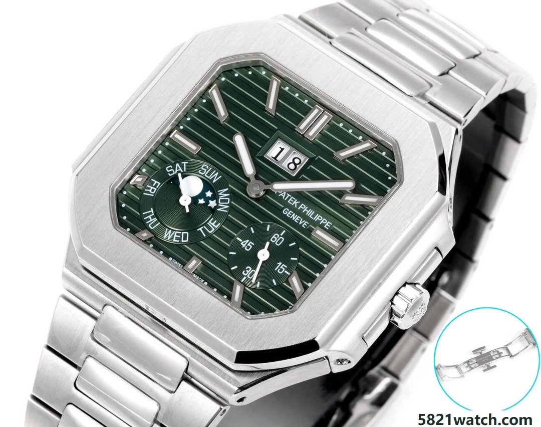 Square Nautilus-inspired 5822 Olive Green Sunburst Annual Calendar Super Clone
