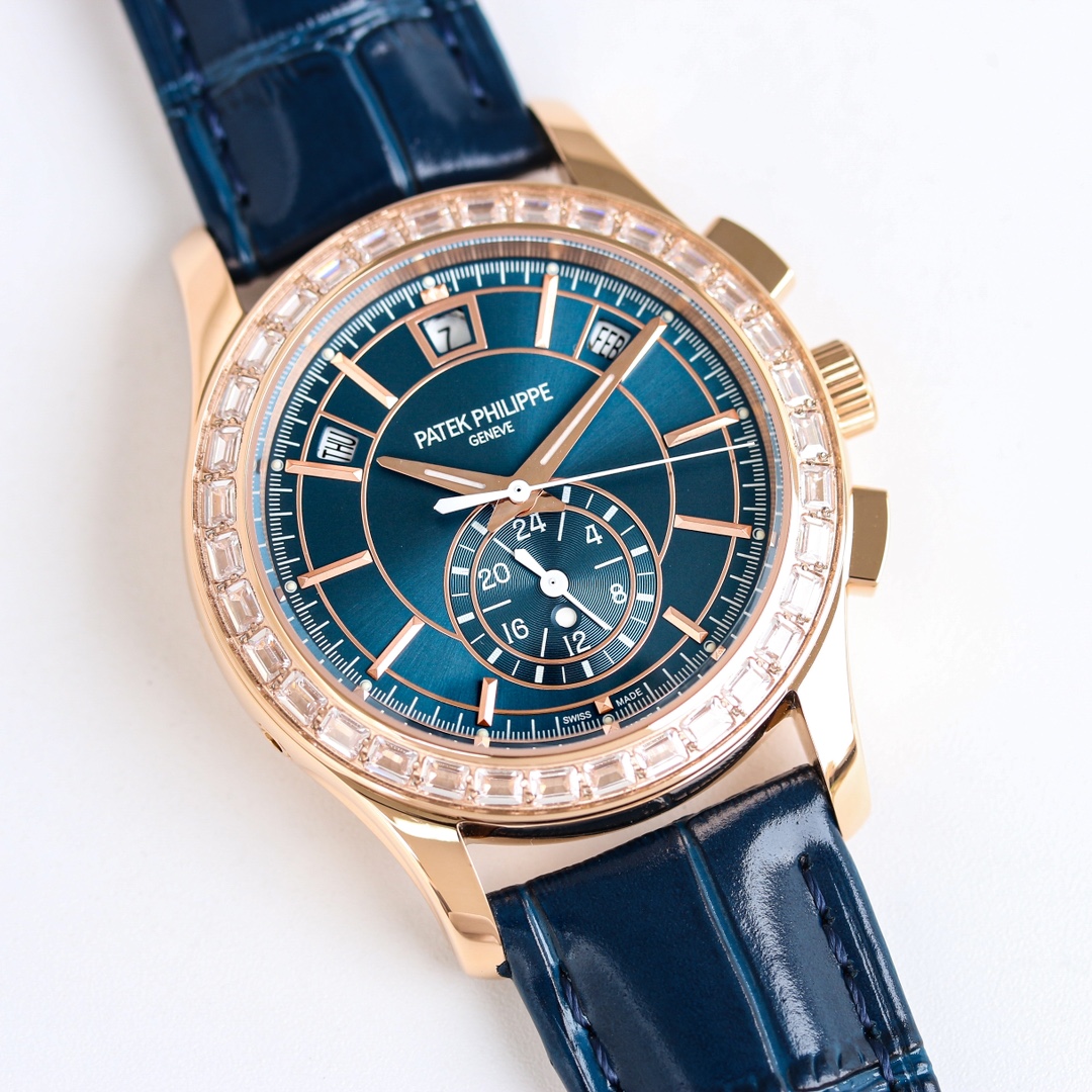 5960/1R-011 Super Clone | Rose Gold Diamond Bezel Blue Dial