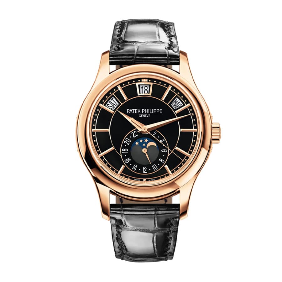 5205R‑010 Super Clone 40MM Rose Gold Black Dial Moonphase Mens Watch