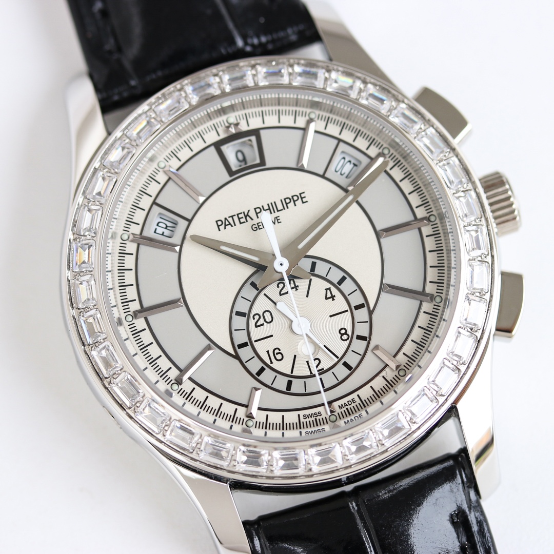 5960/1G-010 Super Clone | White Gold Diamond Bezel Silver Dial