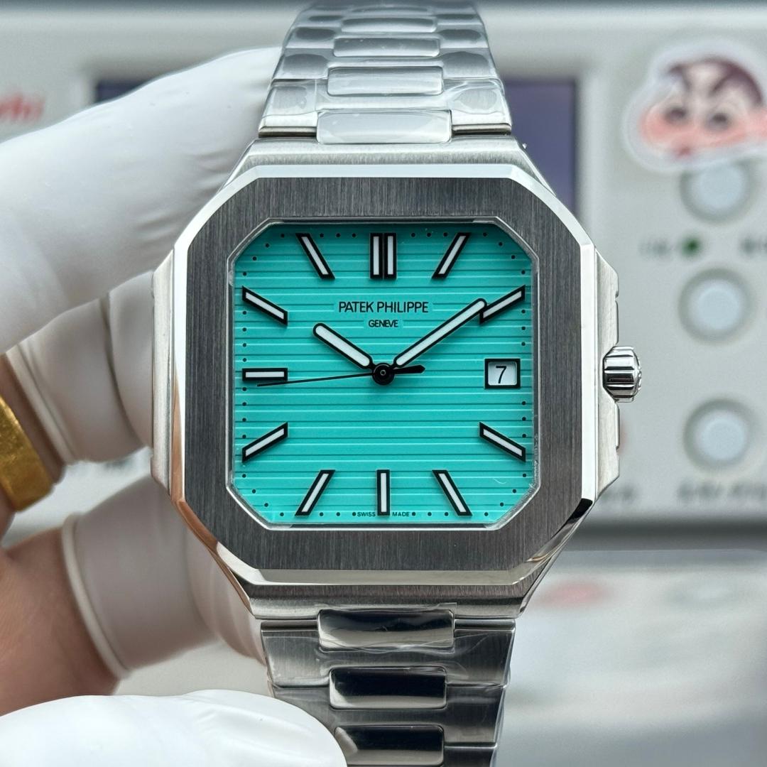 Square Nautilus-inspired 5821 Tiffany Blue Sunburst Full Steel Super Clone