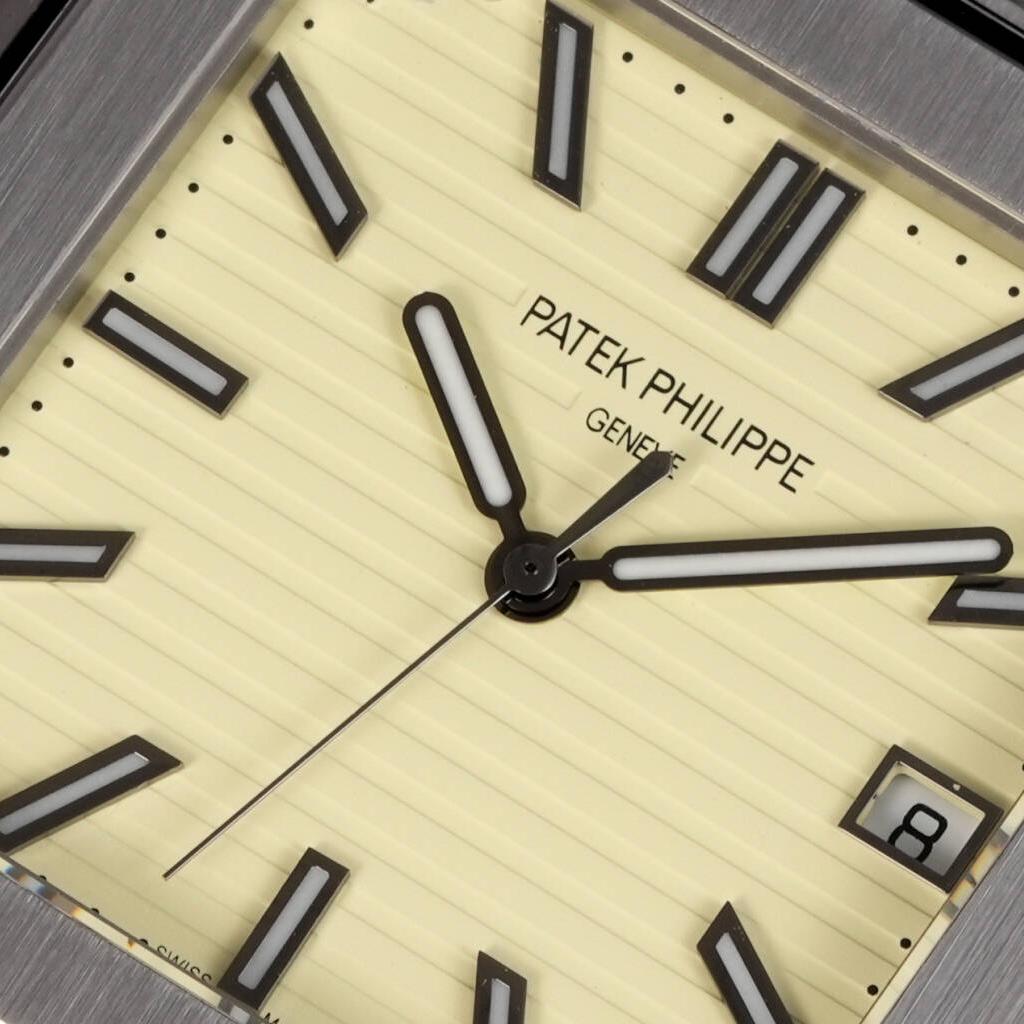 Square Nautilus-inspired 5821 Cream Sunburst Full Steel Super Clone