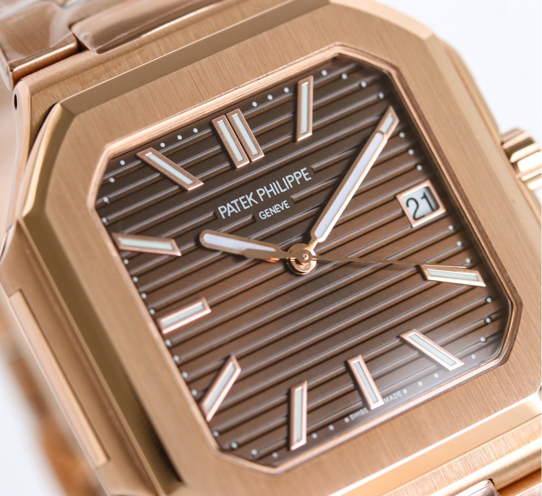 Square Nautilus-inspired 5821 Dark Brown Sunburst Full Rose Gold Super Clone