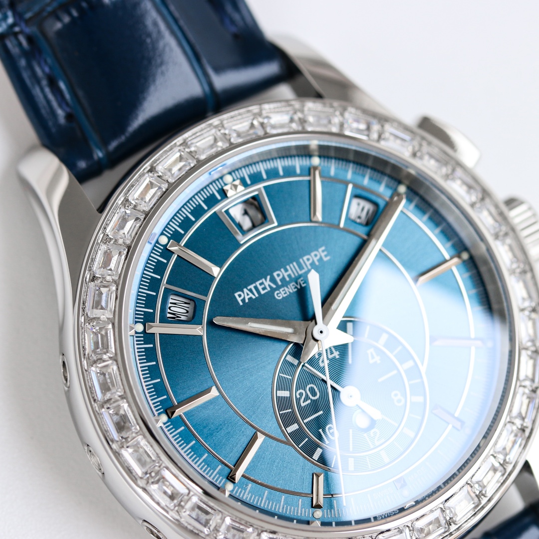5960/1G-001 Super Clone | White Gold Diamond Bezel Blue Dial