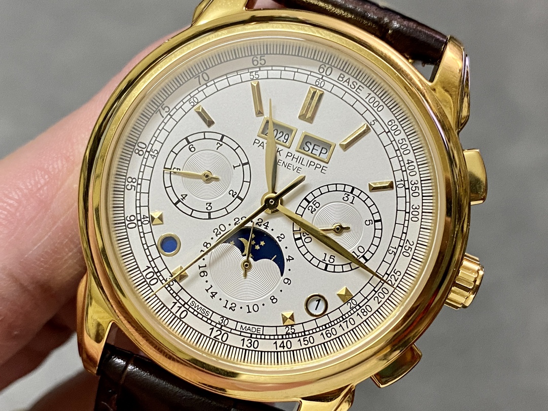 5970J 001 Super Clone Yellow Gold White Dial Perpetual Calendar Chronograph Mens Watch
