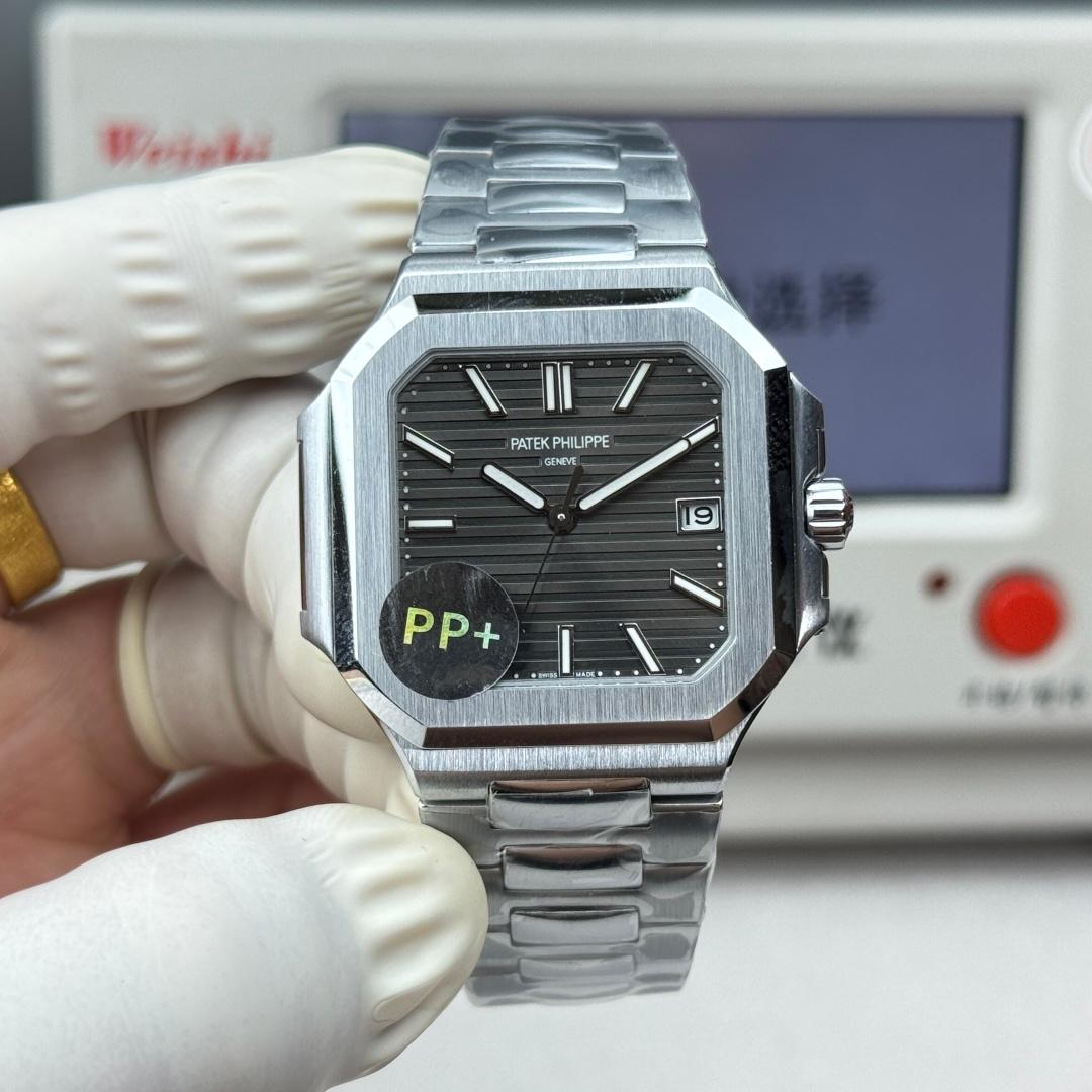 Square Nautilus-inspired 5821 Dark Gray Sunburst Full Steel Super Clone