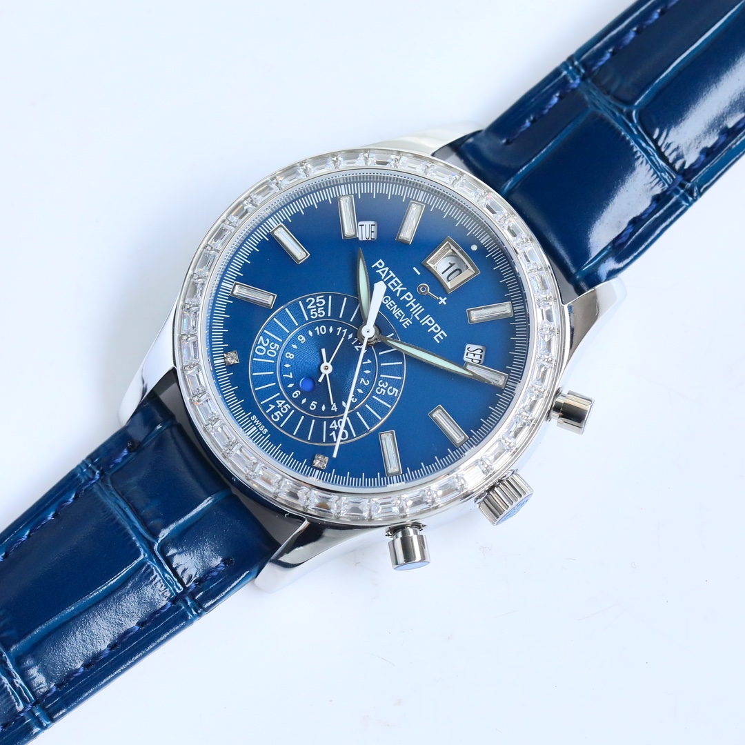 5960 Blue Dial Super Clone | White Gold Diamond Bezel
