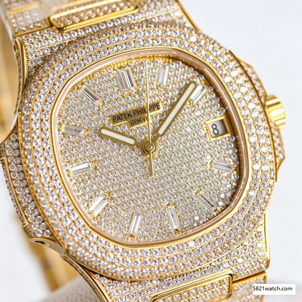 Full 18K Yellow Gold Diamond Watch – Nautilus-Inspired Racing Legacy in Pure Gold