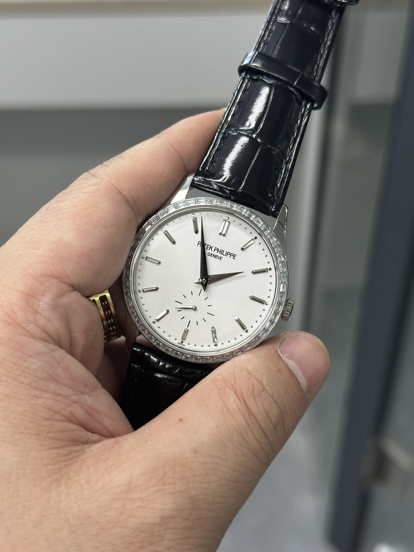 Calatrava 5196G 001 Super Clone White Gold Silver Dial Unisex Watch