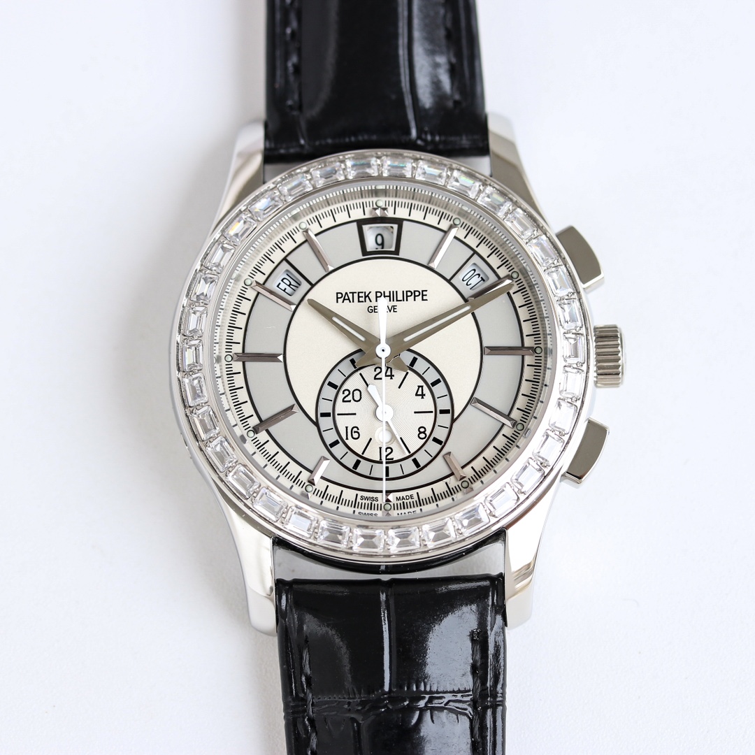 5960/1G-010 Super Clone | White Gold Diamond Bezel Silver Dial