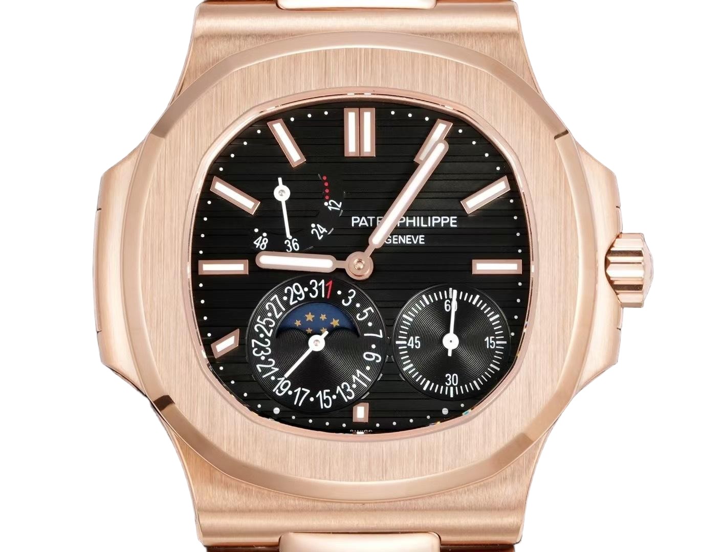 5712 Super Clone Watch in Full Rose Gold with Black Dial