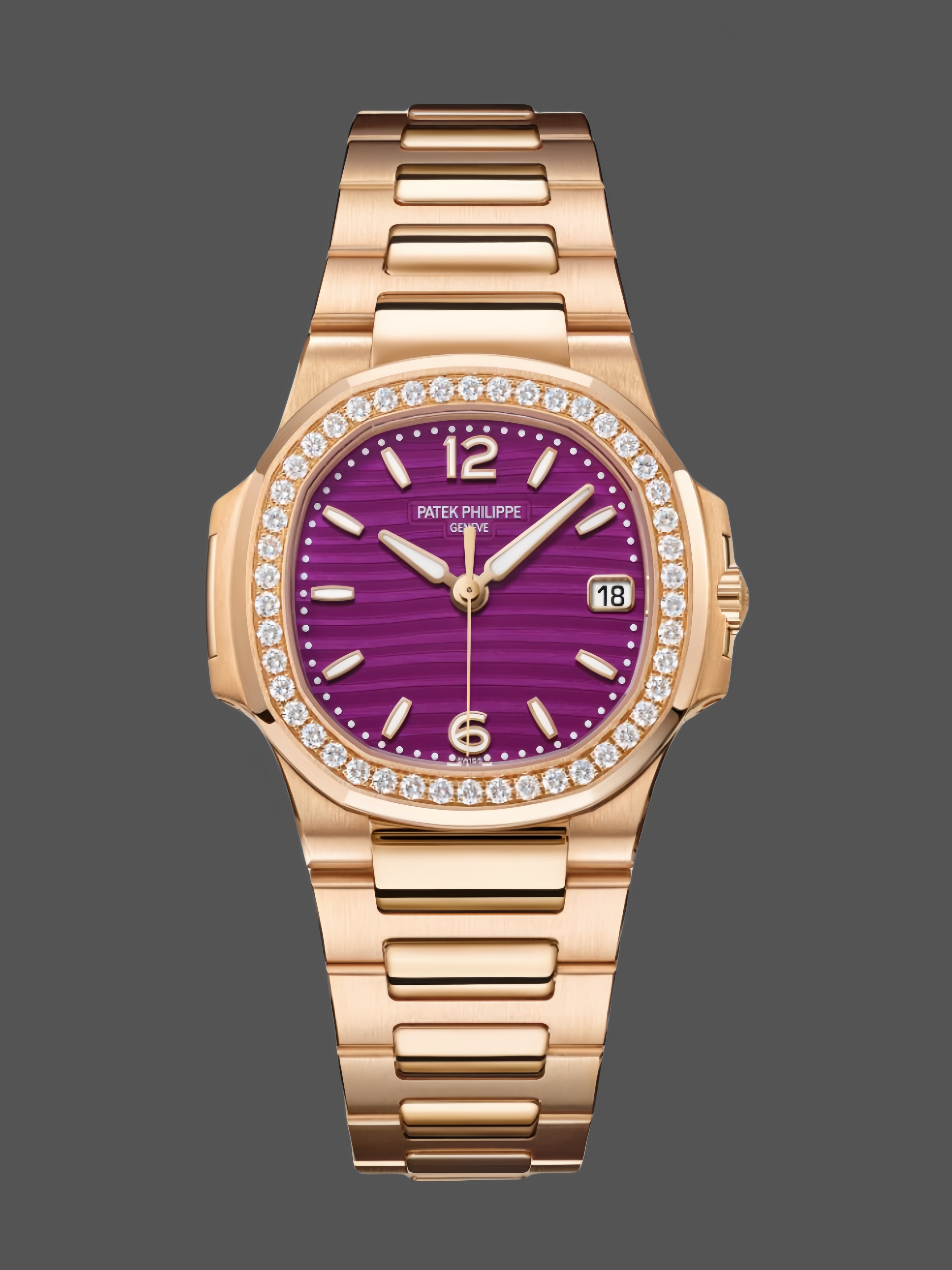 Calatrava 7010 1R 013 Super Clone Rose Gold Purple Dial Ladies Watch