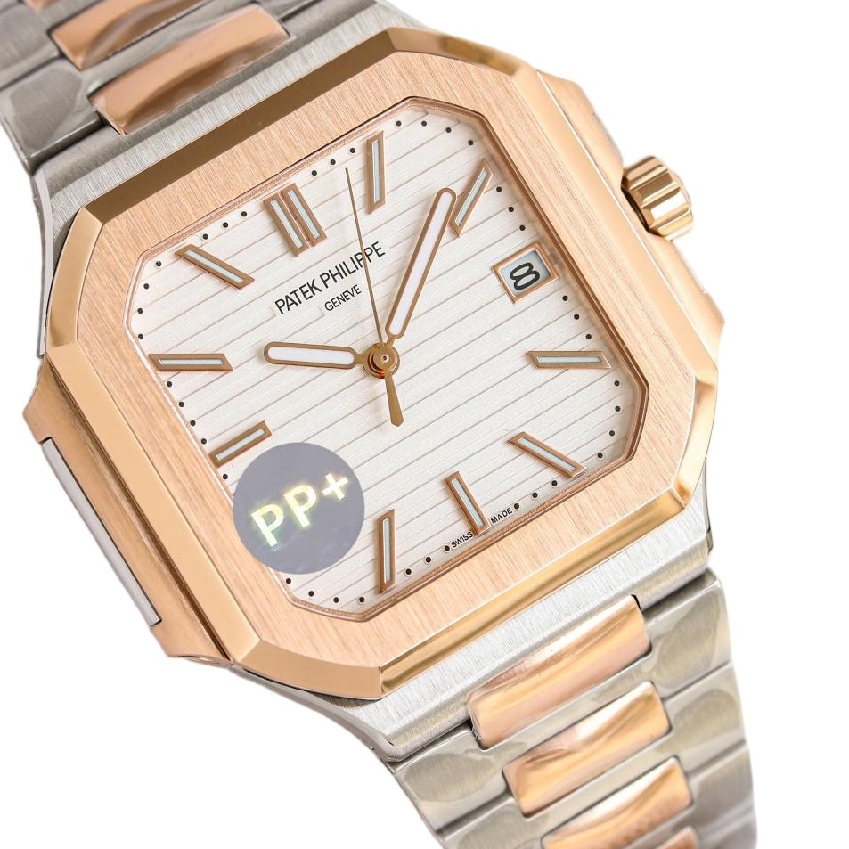 Square Nautilus-inspired 7128 White Sunburst Two-Tone Super Clone