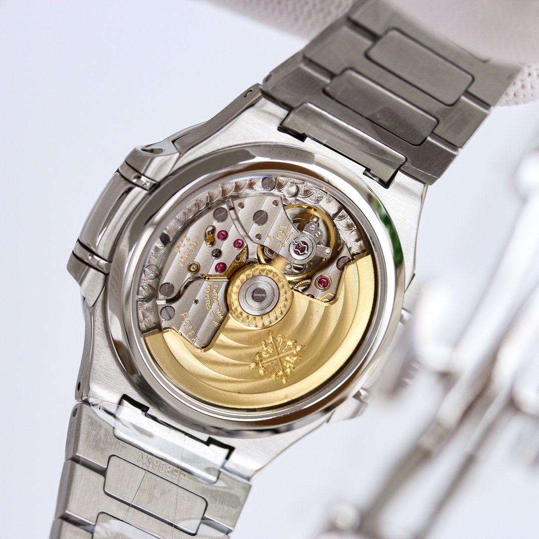 White Gold Diamond Ladies' Watch with Blue Striped Dial – Nautilus-Inspired Radiance & Depth
